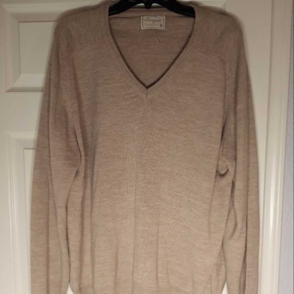 Ben HoganBeige Men's Sz XL 100% Dupont Orlon Sweater Pullover VNeck RARE Vtg